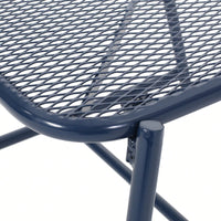 Iron Outdoor Side Table With Mesh Top And Modern Sled Base Design