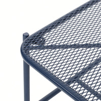 Iron Outdoor Side Table With Mesh Top And Modern Sled Base Design