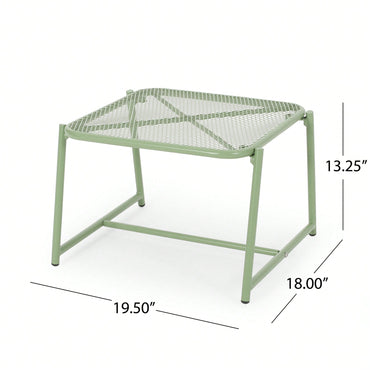 Iron Outdoor Side Table With Mesh Top And Modern Sled Base Design