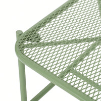 Iron Outdoor Side Table With Mesh Top And Modern Sled Base Design