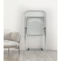 Transparent Stackable Folding Chair With Acrylic Seat And Chrome Frame For Versatile Indoor And Outdoor Use