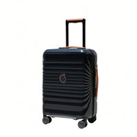 Lightweight 20 Inch Carry On Suitcase With TSA Lock USB Port Spinner Wheels And Wheel Lock Artificial Leather Top Handle Black