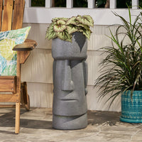 Charming Cast Stone Flower Planter For Outdoor Spaces - Durable And Lightweight Garden Accessory 9.25" W X 9.25" D X 24.25" H