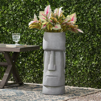 Charming Cast Stone Flower Planter For Outdoor Spaces - Durable And Lightweight Garden Accessory 9.25" W X 9.25" D X 24.25" H