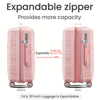 Lightweight 4 Piece Expandable Hard Shell Luggage Set With TSA Lock And Silent Spinner Wheels For Travel