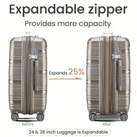 Lightweight 4 Piece Expandable Hard Shell Luggage Set With TSA Lock And Silent Spinner Wheels For Travel