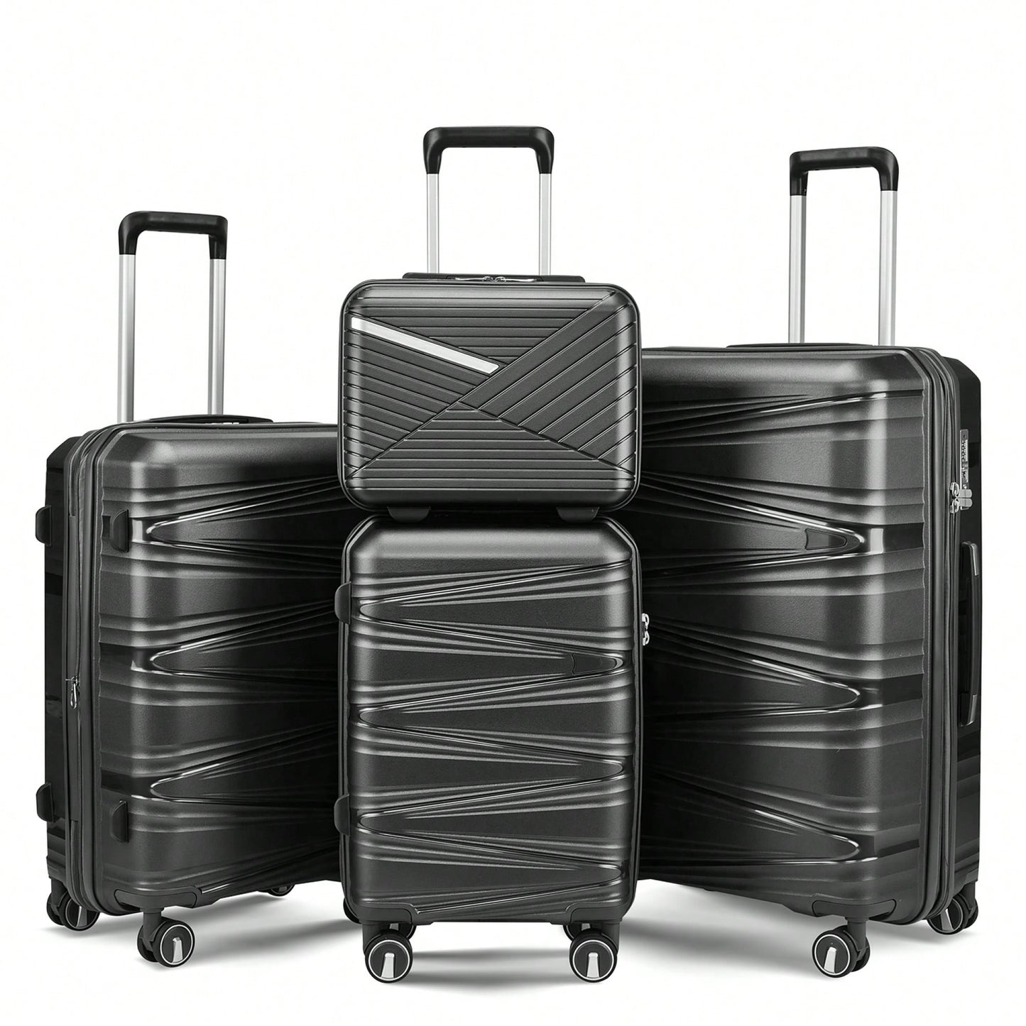Lightweight 4 Piece Expandable Hard Shell Luggage Set With TSA Lock And Silent Spinner Wheels For Travel