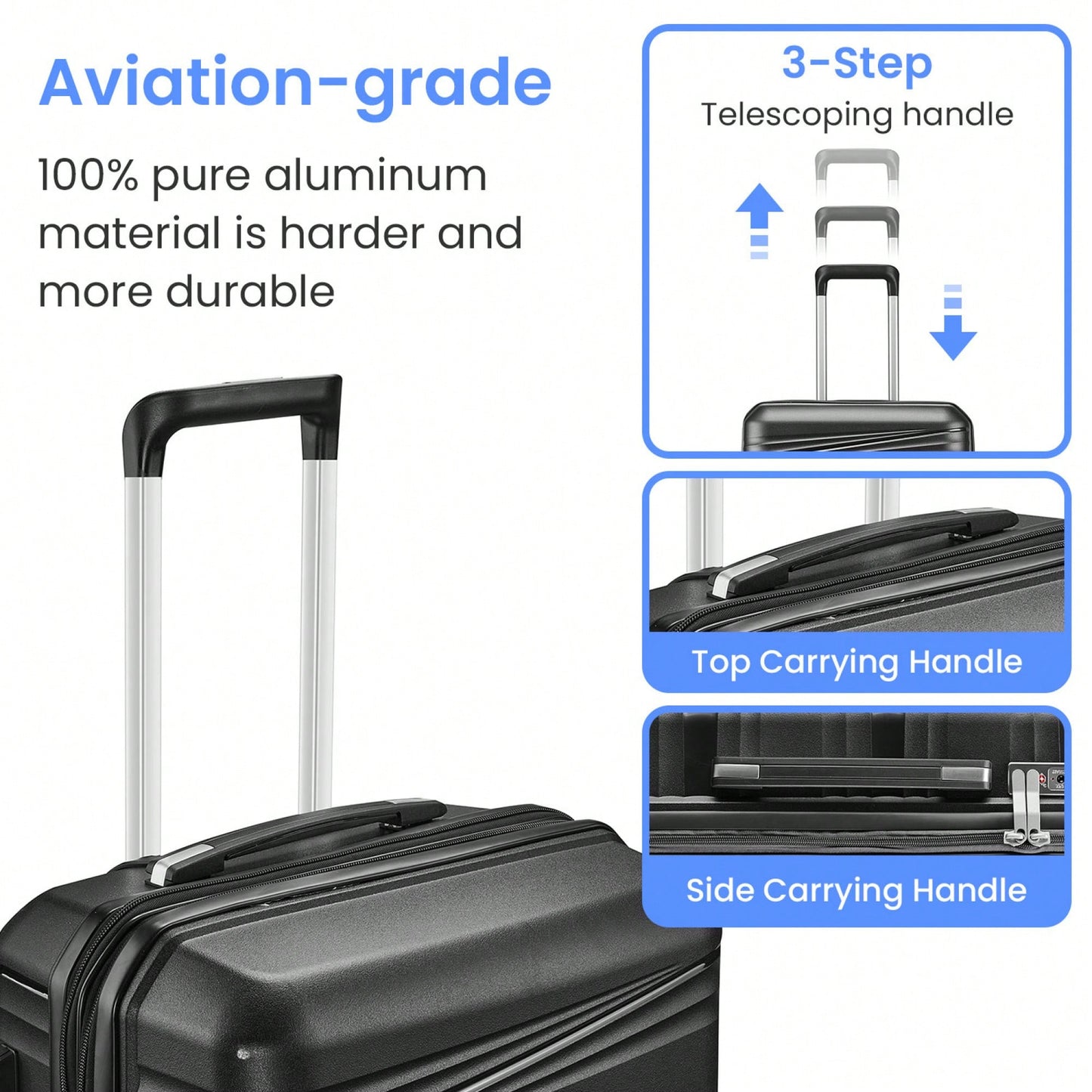 Lightweight 4 Piece Expandable Hard Shell Luggage Set With TSA Lock And Silent Spinner Wheels For Travel