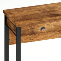 3-Drawer Long Dining Table Set With Power Outlets And Circular PU Stools For Modern Dining Experience