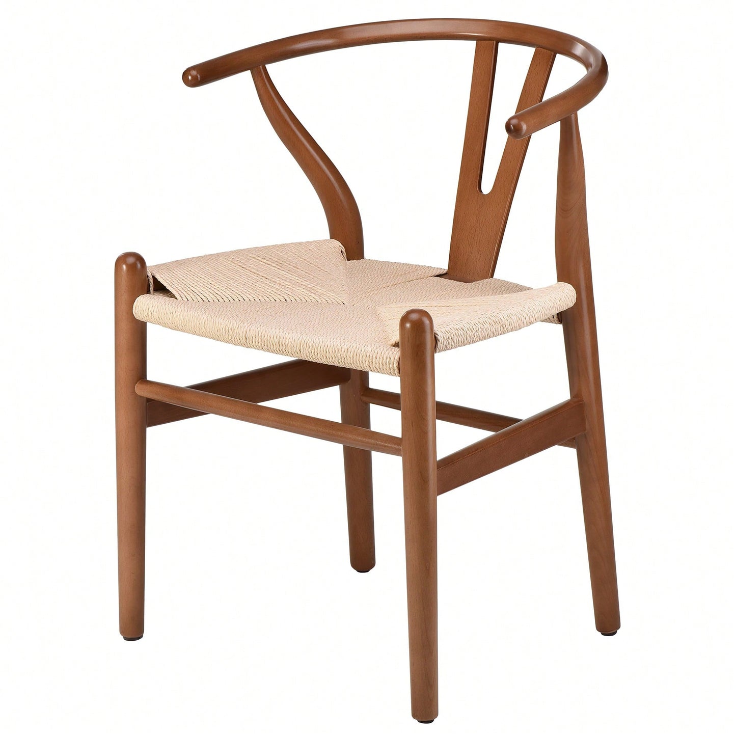 Mid-Century Solid Wood Weave Dining Armchair Set of 2 Ergonomic Wishbone Chairs Fully Assembled for Dining Room
