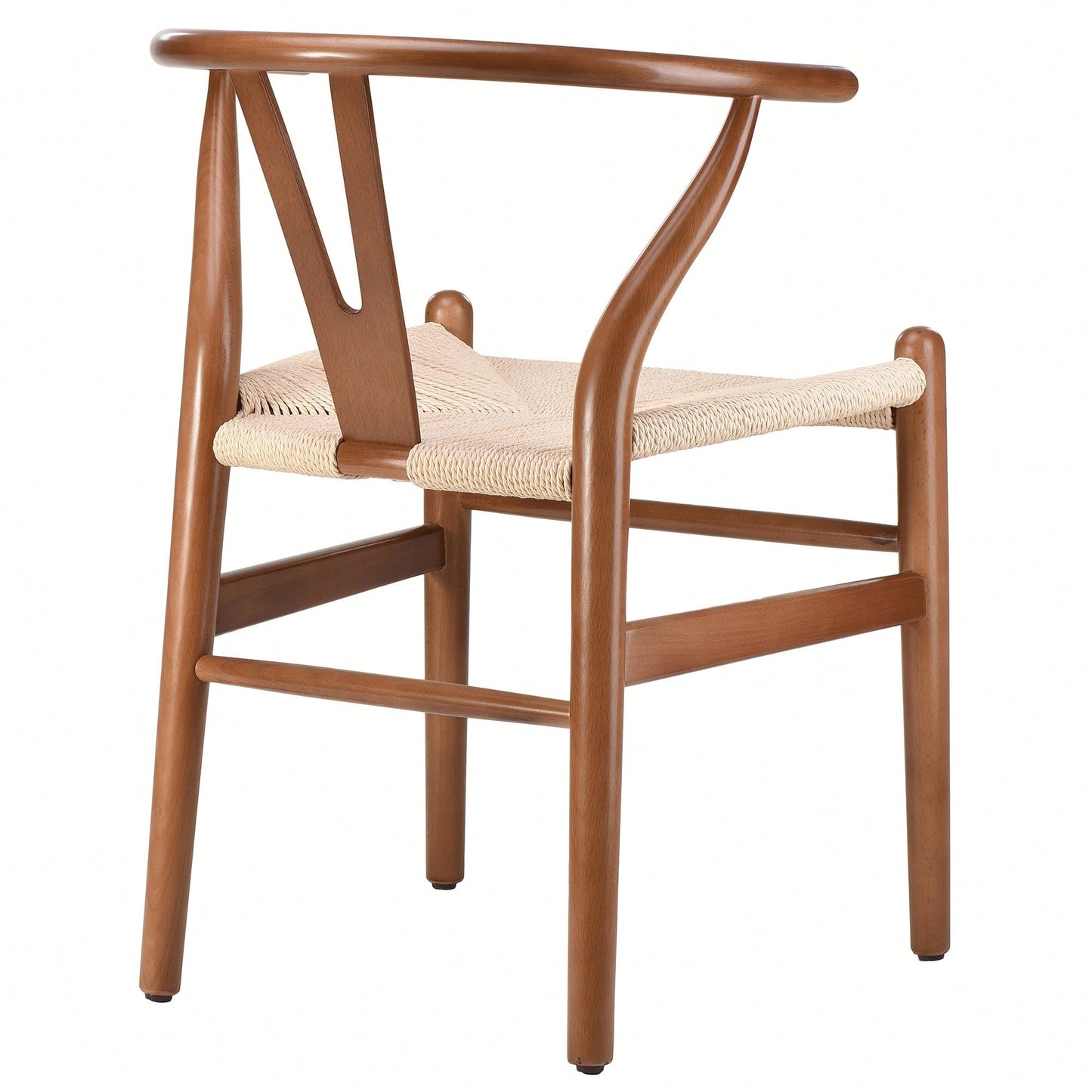 Mid-Century Solid Wood Weave Dining Armchair Set of 2 Ergonomic Wishbone Chairs Fully Assembled for Dining Room