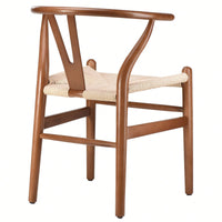 Mid-Century Solid Wood Weave Dining Armchair Set of 2 Ergonomic Wishbone Chairs Fully Assembled for Dining Room