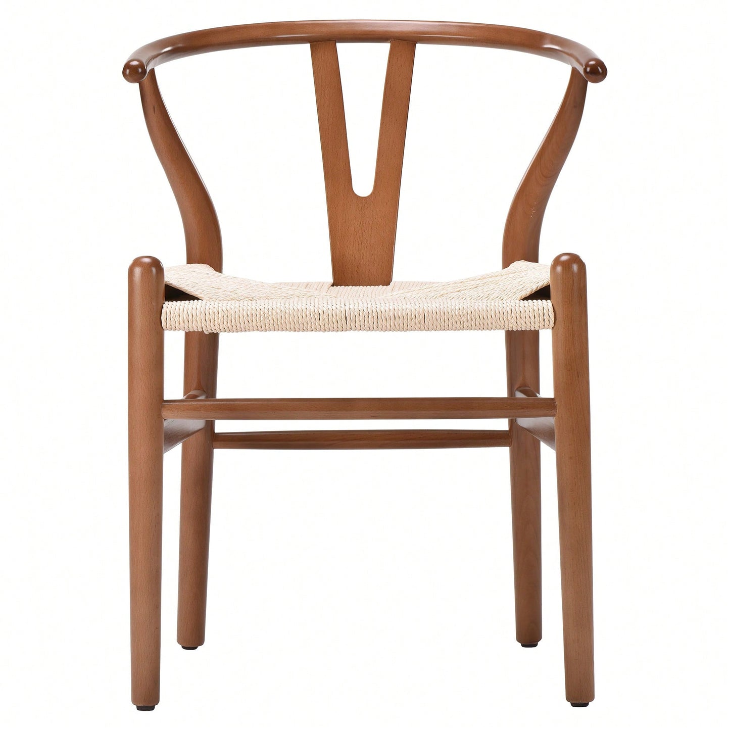 Mid-Century Solid Wood Weave Dining Armchair Set of 2 Ergonomic Wishbone Chairs Fully Assembled for Dining Room