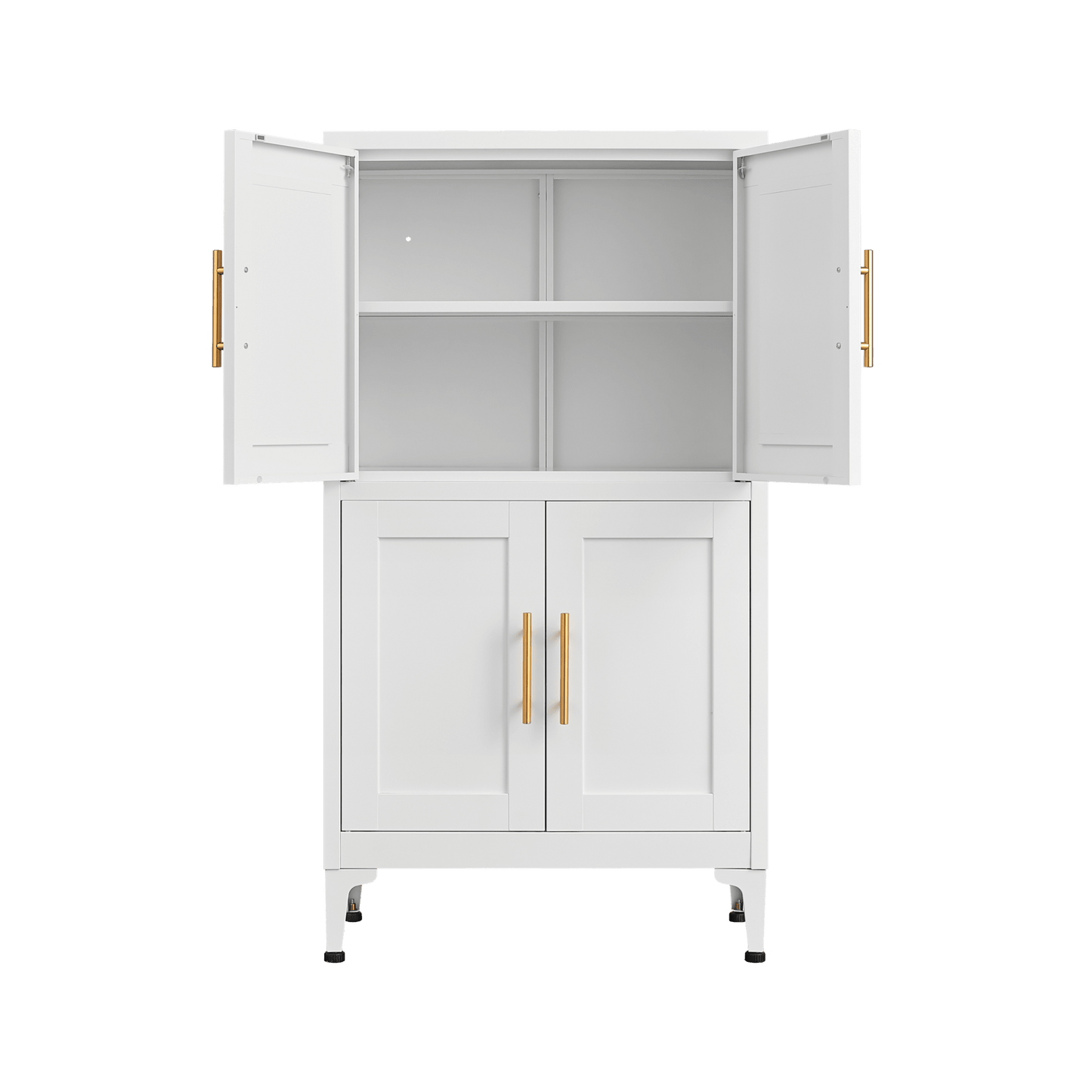 Metal Kitchen Storage Cabinet With Adjustable Shelves And Magnetic Doors For Pantry And Living Room Use