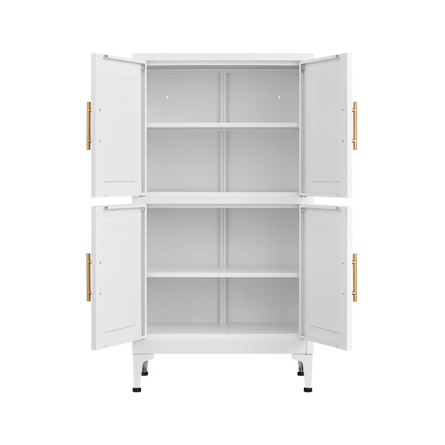 Metal Kitchen Storage Cabinet With Adjustable Shelves And Magnetic Doors For Pantry And Living Room Use