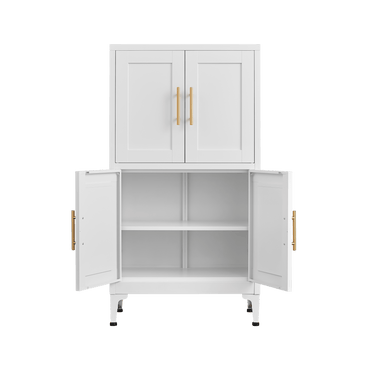 Metal Kitchen Storage Cabinet With Adjustable Shelves And Magnetic Doors For Pantry And Living Room Use