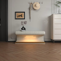Minimalist Leather Upholstered Entryway Bench With Motion-Sensing LED Light For Living Room Bedroom End Of Bed