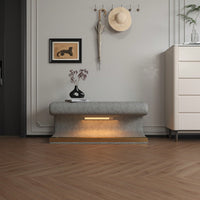 Minimalist Leather Upholstered Entryway Bench With Motion-Sensing LED Light For Living Room Bedroom End Of Bed