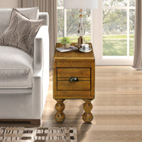 Solid Wood Narrow End Table With Drawer, Vintage Nightstand For Small Spaces, Easy Assembly, Waterproof And Sturdy Design