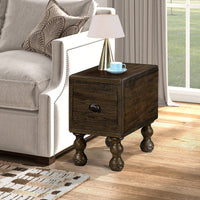 Solid Wood Narrow End Table With Drawer, Vintage Nightstand For Small Spaces, Easy Assembly, Waterproof And Sturdy Design