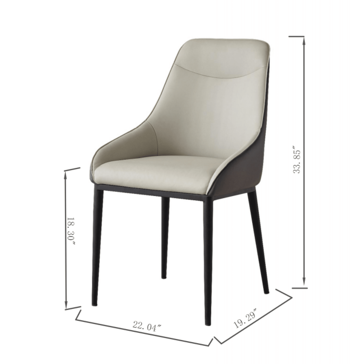 Modern PU Leather Dining Chairs With Metal Legs Set Of 2 Comfortable Wide Seat Accent Side Chairs For Kitchen Living Room
