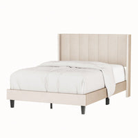 Velvet Upholstered Full Size Bed Frame With Channel Tufted Headboard And Decorative Nailheads