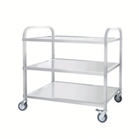 Heavy-Duty 3-Tier Stainless Steel Rolling Cart with Locking Wheels for Kitchen and Service Use 400 LBS Capacity