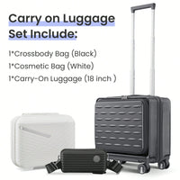 18 Inch Lightweight Hard Shell Carry On Luggage with Front Compartment TSA Lock Spinner Wheels for Men and Women