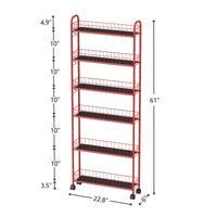 6-Tier Slim Rolling Storage Cart With Wheels For Kitchen Bathroom Laundry Utility Narrow Spaces