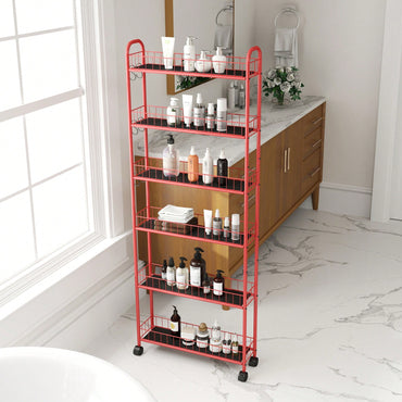 6-Tier Slim Rolling Storage Cart With Wheels For Kitchen Bathroom Laundry Utility Narrow Spaces