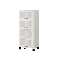 15.75 Inch Wide 4-Tier Rolling Storage Cart for Home and Kitchen Organization with Wheels Ideal for Living Room Bathroom and Bedroom Use