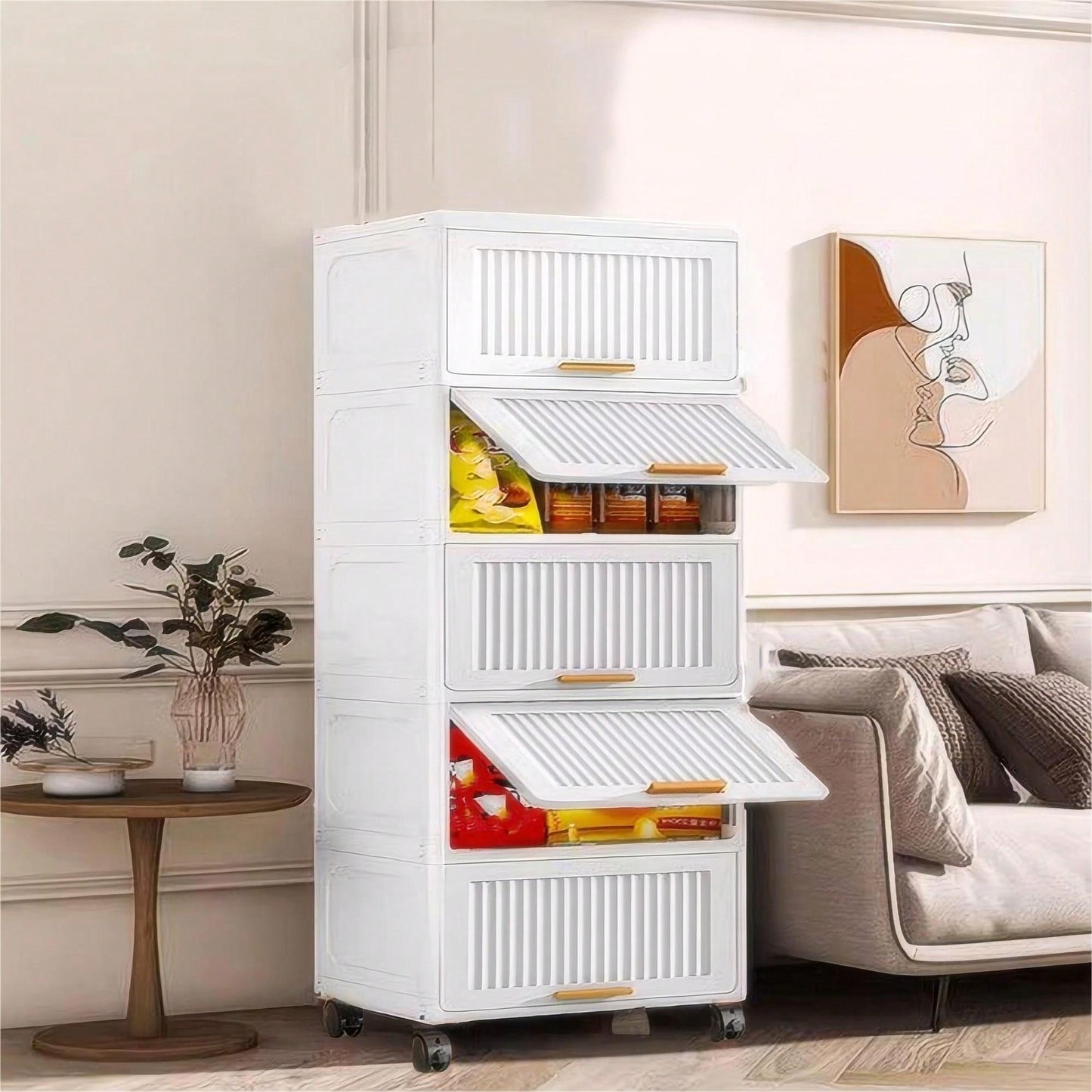 15.75 Inch Wide 4-Tier Rolling Storage Cart for Home and Kitchen Organization with Wheels Ideal for Living Room Bathroom and Bedroom Use