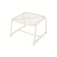 Modern White Iron Outdoor Side Table With Mesh Top And Sled Base 13 Inches High