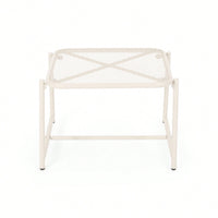 Modern White Iron Outdoor Side Table With Mesh Top And Sled Base 13 Inches High