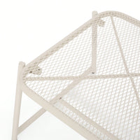 Modern White Iron Outdoor Side Table With Mesh Top And Sled Base 13 Inches High