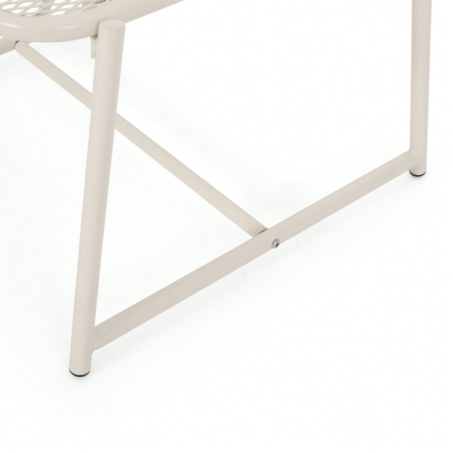 Modern White Iron Outdoor Side Table With Mesh Top And Sled Base 13 Inches High