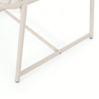 Modern White Iron Outdoor Side Table With Mesh Top And Sled Base 13 Inches High