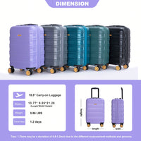TSA Approved 18.5" Hard Shell Carry On Suitcase With 360° Spinner Wheels And Adjustable Pull Rod - Ideal For Business Travel