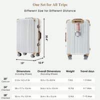 24in Aluminum Frame Carry-On Luggage With USB Port Spinner Wheels TSA Lock Travel Trolley Case For Business Trips And Beach Holidays
