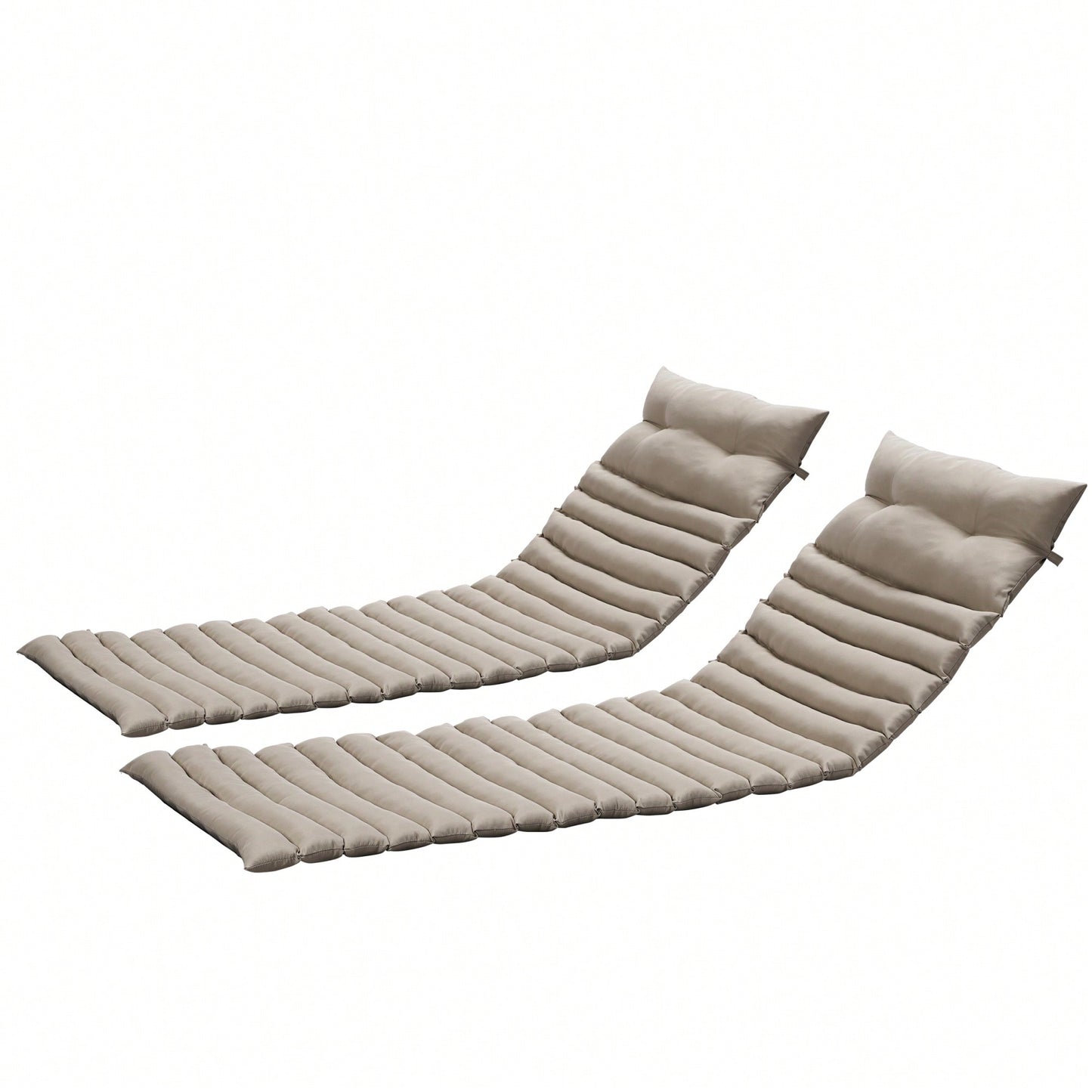 Outdoor Chaise Lounge Cushion Set 2PCS Khaki Replacement Cushions For Patio Furniture