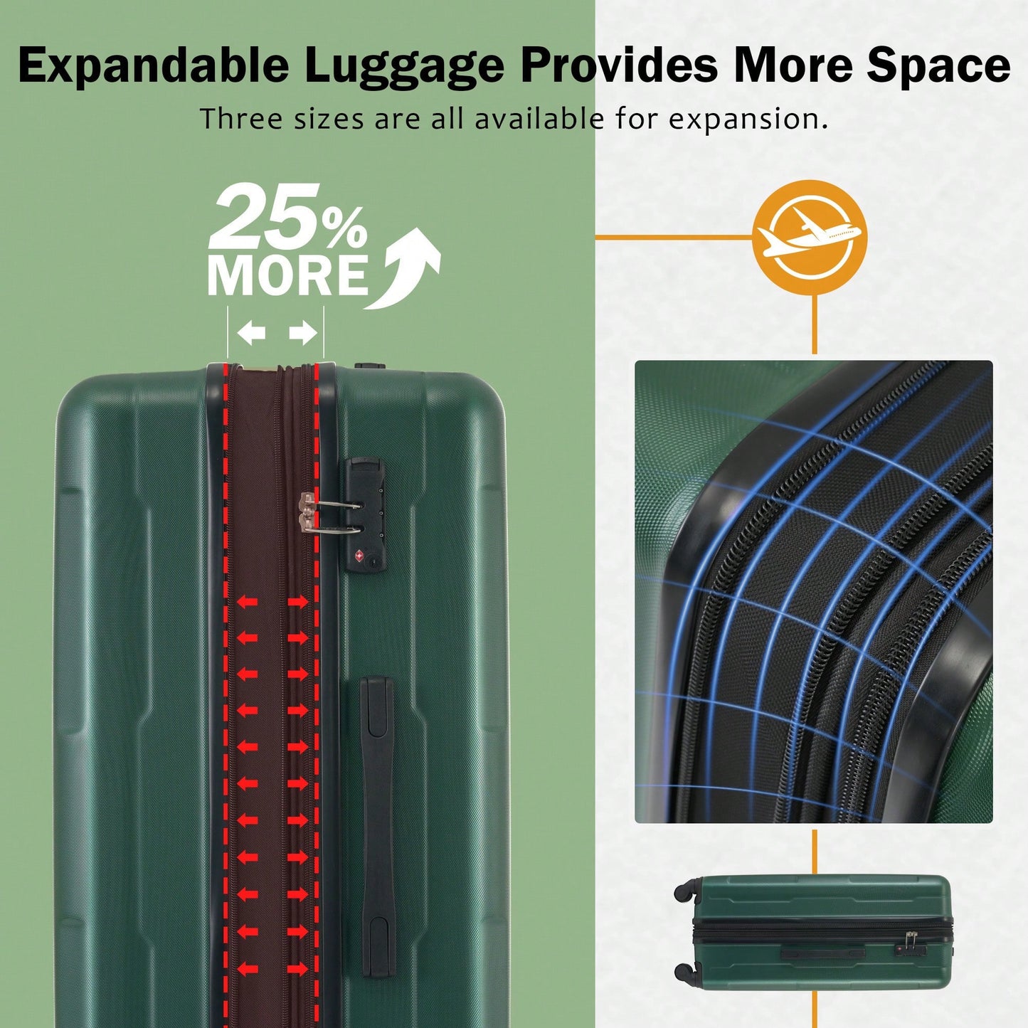 Lightweight Expandable 2 Piece Luggage Set With Spinner Wheels TSA Lock 20inch And 24inch Suitcases Travel Duffel And Toiletry Bag