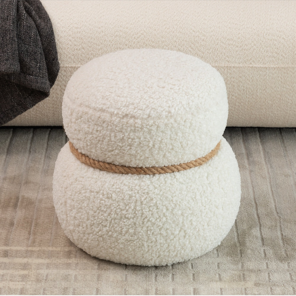 Cute  Snowman Stool With Plush Cushion For Kids And Adults, Versatile Footstool And Organizer, Space-Saving Design