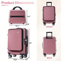 Lightweight 20 Inch Carry-On Luggage With Front Pocket USB Port And TSA Combination Lock, Ideal For Short Business Trips