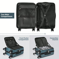 Lightweight 20 Inch Carry-On Luggage With Front Pocket USB Port And TSA Combination Lock, Ideal For Short Business Trips