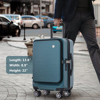 Lightweight 20 Inch Carry-On Luggage With Front Pocket USB Port And TSA Combination Lock, Ideal For Short Business Trips