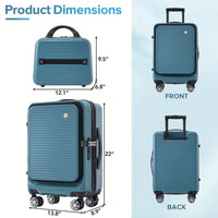 Lightweight 20 Inch Carry-On Luggage With Front Pocket USB Port And TSA Combination Lock, Ideal For Short Business Trips