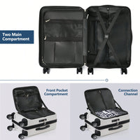 Lightweight 20 Inch Carry-On Luggage With Front Pocket USB Port And TSA Combination Lock, Ideal For Short Business Trips