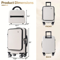 Lightweight 20 Inch Carry-On Luggage With Front Pocket USB Port And TSA Combination Lock, Ideal For Short Business Trips