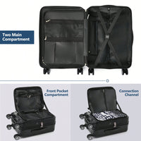 Lightweight 20 Inch Carry-On Luggage With Front Pocket USB Port And TSA Combination Lock, Ideal For Short Business Trips