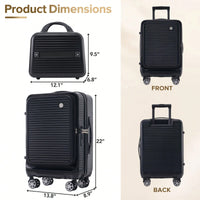 Lightweight 20 Inch Carry-On Luggage With Front Pocket USB Port And TSA Combination Lock, Ideal For Short Business Trips